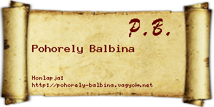 Pohorely Balbina névjegykártya